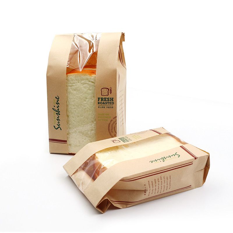창문 FCS SGS FDA 인증이있는 갈색 빵 크래프트 종이 포장 가방